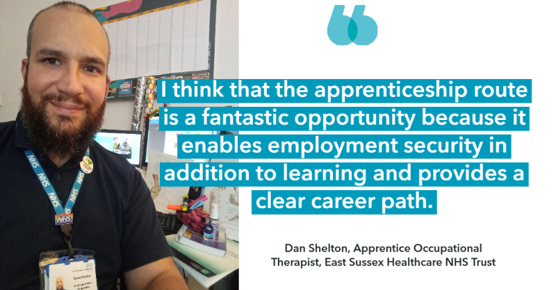 unibrightonbiz's tweet photo. How did a background in circus performance &amp; a childhood dream of owning a chocolate factory end up with Dan Shelton embarking on a career in Occupational Therapy via the degree apprenticeship route at @uniofbrighton? 🎪 🍫 #degreeapprenticeships 

Hear his fascinating story 👇