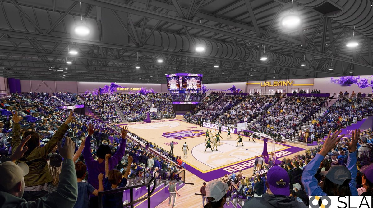 UAlbanySports's tweet photo. BUILDING. ON. GREATNESS. 

UAlbany is proud to announce renovation projects for SEFCU Arena &amp; PE Gym to provide state-of-the-art facilities for the University’s athletic programs &amp; the Capital Region 🏠

It's a great day to be a Great Dane 🟪🟨

https://t.co/Yt2kAU4rSE

#BeGreat https://t.co/B5m6y485t9