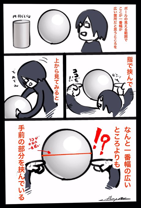 受験でデッサンの練習で初めて知って「見える大きさがそうじゃない」のを意識したヤツ、詳しくはデッサンの人に聞いて 