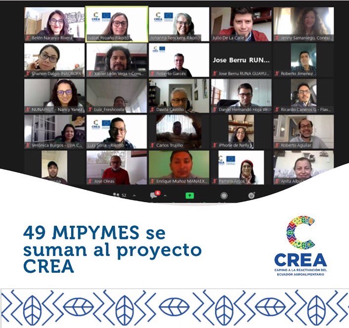 rikoltoLA's tweet photo. Iniciamos el trabajo con 49 MIPYMES en el marco del proyecto CREA: Camino a la Reactivación del Ecuador Agroalimentario, una iniciativa financiada por la @UEenEcuador 🇪🇺 e implementada por Rikolto, ANFAB, COSPE, KU Leuven y ESPOL.

🧵 1/2
 
#CREA #Rikoltolatam #Cospe #UE https://t.co/JdaU7Er3lS