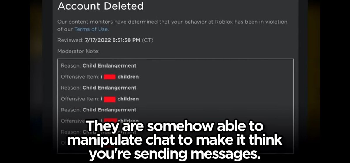 RobloxNewsUNOFF's tweet image. ! ⚠️ ! WARNING ! ⚠️ ! Becareful of any game you join, Your account could be terminated, There is a glitch where it tricks ROBLOX to make you say something, Example: &quot;I #### children&quot; Even when you don&apos;t type it. It&apos;s confusing, Only play trusted games and avoid any invites.