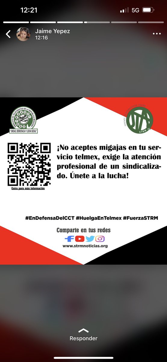 allhiram's tweet photo. Unidos por la defensa de nuestros Derechos!!! #HuelgaEnTelmex #EnDefensaDelCCT #FuerzaSTRM #OrgullosamenteTelefonista #PorAmorAMexico @lopezobrador_ @LuisaAlcalde https://t.co/awMLVdayJU