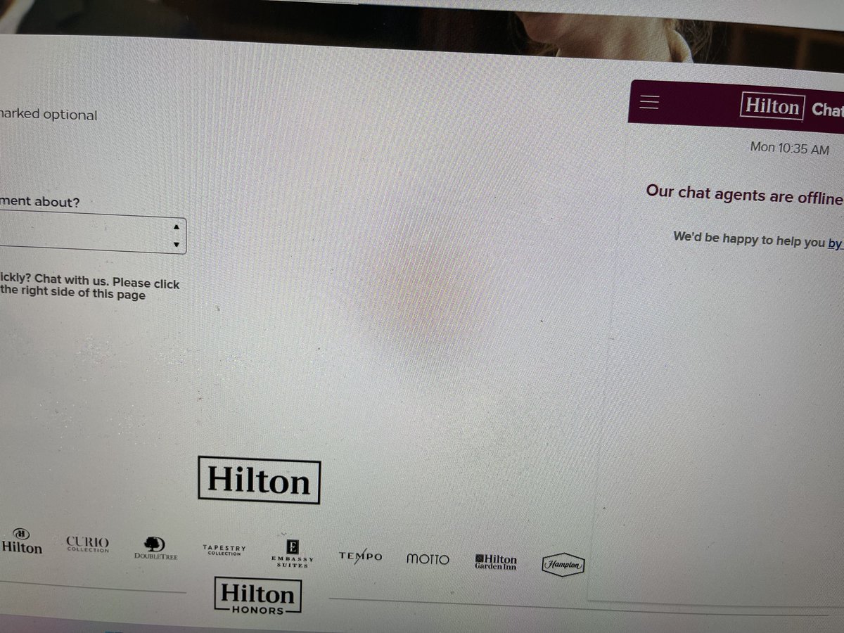 DaKingsBounty's tweet photo. ⁦@HiltonHotels⁩ this is some bad customer service I cannot lie. How are your agents not working at 10:30 a.m. is someone hungover or something?? Not all of us want to sit on hold for hours in end the chat menu is supposed to be a convenience not a burden! Plz answer dm???? https://t.co/kohYiTmkV7