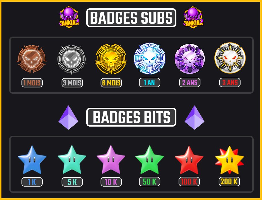 TankianTV's tweet image. Nouveaux badges Sub et Bits sur la chaîne ! 
Après avoir fait un super taf sur les 4 premiers badges Subs, @TopherSpook réitère avec les badges 2 ans et 3 ans ! Merci à toi pour ce travail toujours aussi qualitatif 😍🥳#twitch #streamers #affiliate #stream