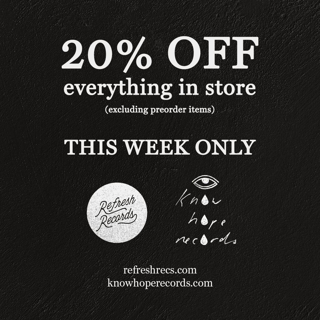 Know Hope Records (@knowhoperecs) on Twitter photo It's a bittersweet day but we're very excited to be joining our friends at <a href="/refreshrecs/">Refresh Records</a>. To celebrate, everything on our store is 20% off this week. You can read the full announcement here: refr.sh/3chk5Rb It's a bittersweet day but we're very excited to be joining our friends at <a href="/refreshrecs/">Refresh Records</a>. To celebrate, everything on our store is 20% off this week. You can read the full announcement here: refr.sh/3chk5Rb