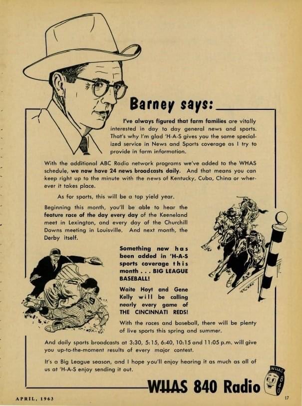 KentuckyLiving's tweet photo. Congratulations @840WHAS on your centennial!
We are proud to share in your storied history.
Among the WHAS names in our pages are Barney Arnold, Fred Wiche, Cawood Ledford, Byron Crawford and Joe Arnold.
Here’s to 💯! #WHAS100💥 https://t.co/im2bgEmxer
