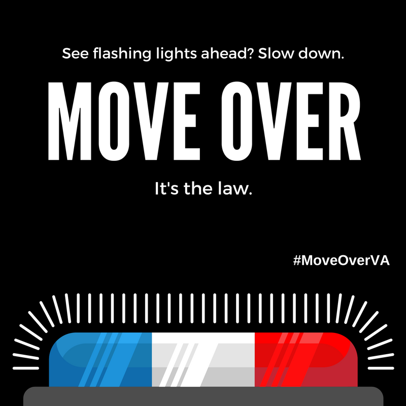 VirginiaDMV's tweet photo. See flashing lights ahead? Slow down and #MoveOver. It’s the law. #MoveOverVA https://t.co/SP8WgLxeJ1