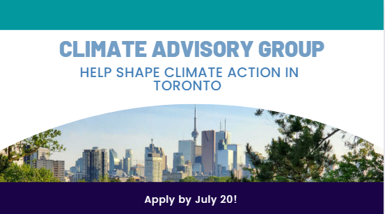 cityoftoronto's tweet photo. Passionate about climate action in #TO? The #CityOfTO is creating a Climate Advisory Group to guide implementation of its ambitious climate strategy. Community groups & individuals are encouraged to apply. #TransformTO #NetZeroBy2040 #ClimateAction https://t.co/QIvEMFza2J https://t.co/PIvVuKC7IO