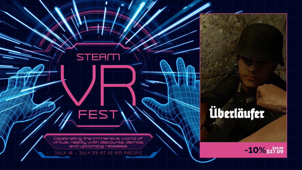 VRThinkTank's tweet photo. Überläufer is part of the #steamvrfest New update includes new room types, artifacts, dog companion, bHaptics and secret passages. #VirtualReality #vr https://t.co/z7XiG8jgKV https://t.co/zbSpDlAqJ9