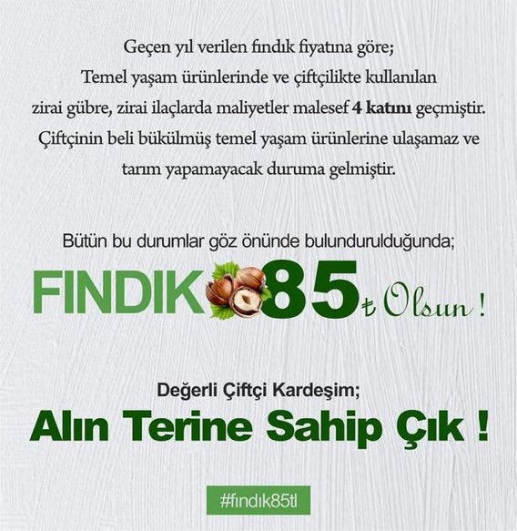 #fındık85tl