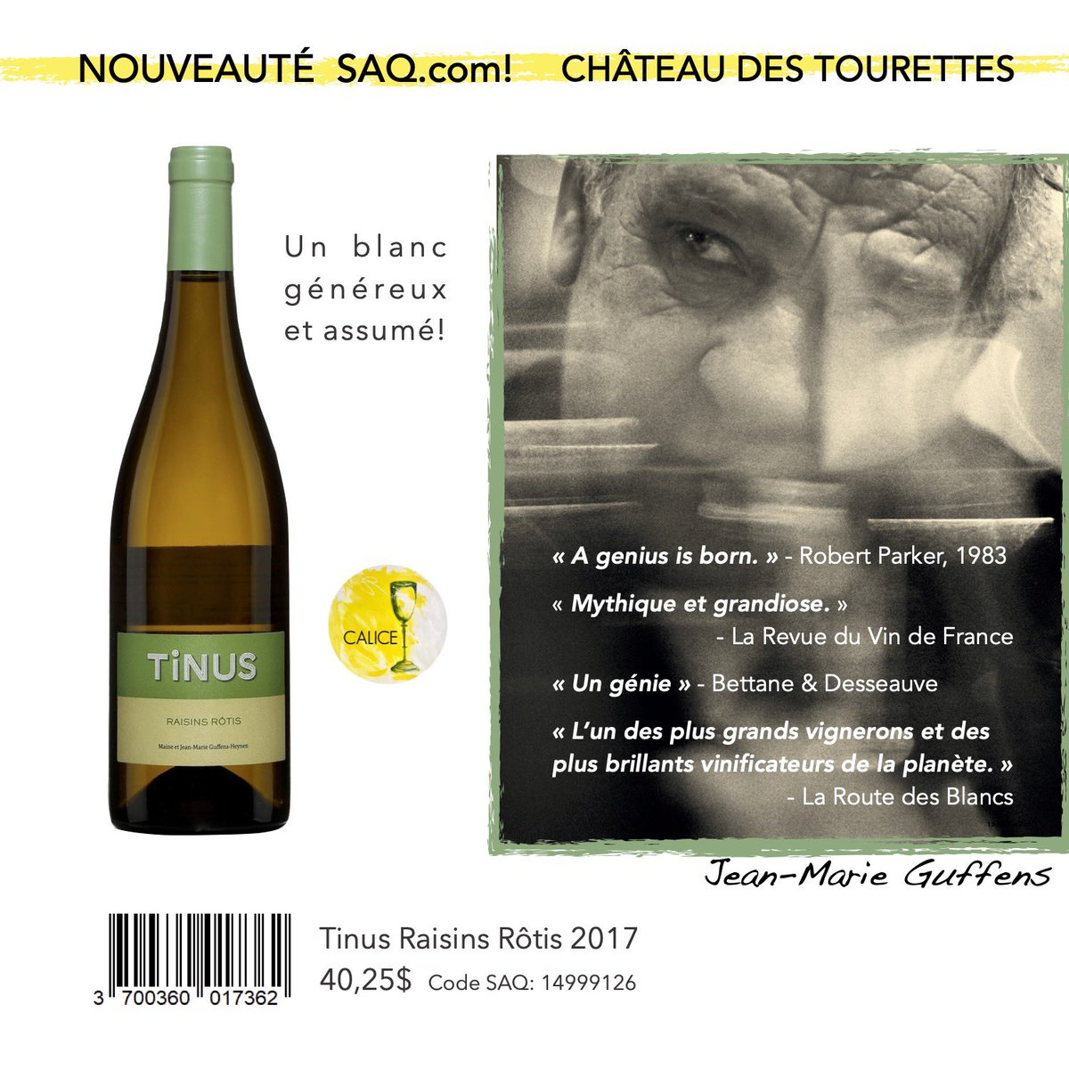 Nouveauté sur SAQ.com:
Jean-Marie Guffens, élevé par la presse au rang de « plus grand vinificateur de Chardonnay au monde », explose tous les standards et récidive sur les riches terroirs du Luberon.
saq.com/fr/14999126
<a href="/LaSAQ_officiel/">lasaq_officiel</a> <a href="/GuffensWine/">Guffens</a>