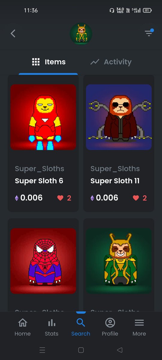 dashandfriends's tweet photo. GOOD NIGHT SLOTHS
Hope you all had a wonderful day 💐💐
The first 20/40 #SuperSloth are now listed on the collection 🤩
Link 👇 https://t.co/1UKDe4dFOZ
The other half will be released really soon...
Don't miss this
#NFTCommmunity
#NFT #pixelart #NFTcollectible https://t.co/YIiI2tp4po