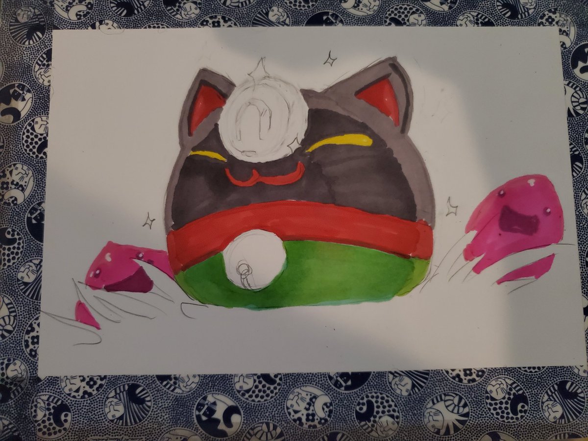 EdonHikoshi's tweet photo. Making a cute peice for AnimeFest art show.
#marker #traditionalart #fanart #slimerancher #luckyslime #specialluckyslime https://t.co/qgnJinmJPk
