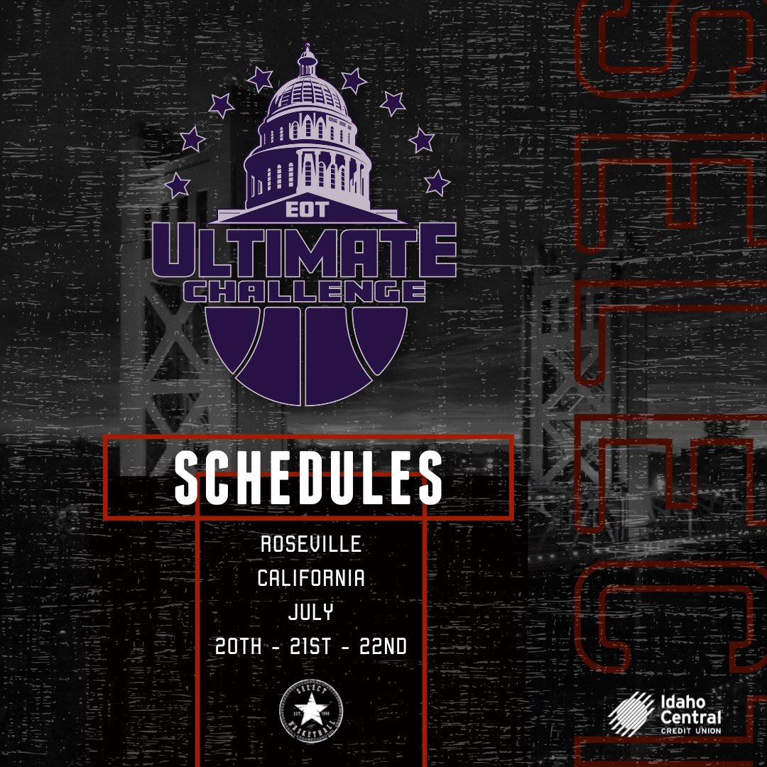 SelectWBB's tweet photo. The Women’s Schedules for this weekends End of Trail Ultimate Challenge in Roseville, California! https://t.co/vjk7XL0OY1
