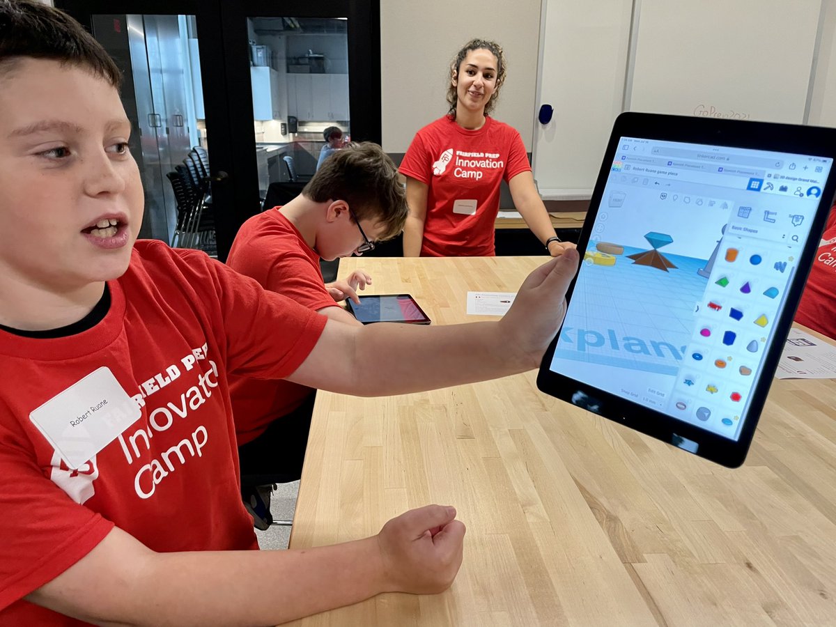 fairfieldprep's tweet photo. Innovation Camp kicked off the first day with campers designing 3D game pieces to be manufactured on Prep’s state-of-the-art printers. #BeIgnited #BeInnovative #McLeodInnovationCenter #PrepSTEM https://t.co/PfsaPaMFYO