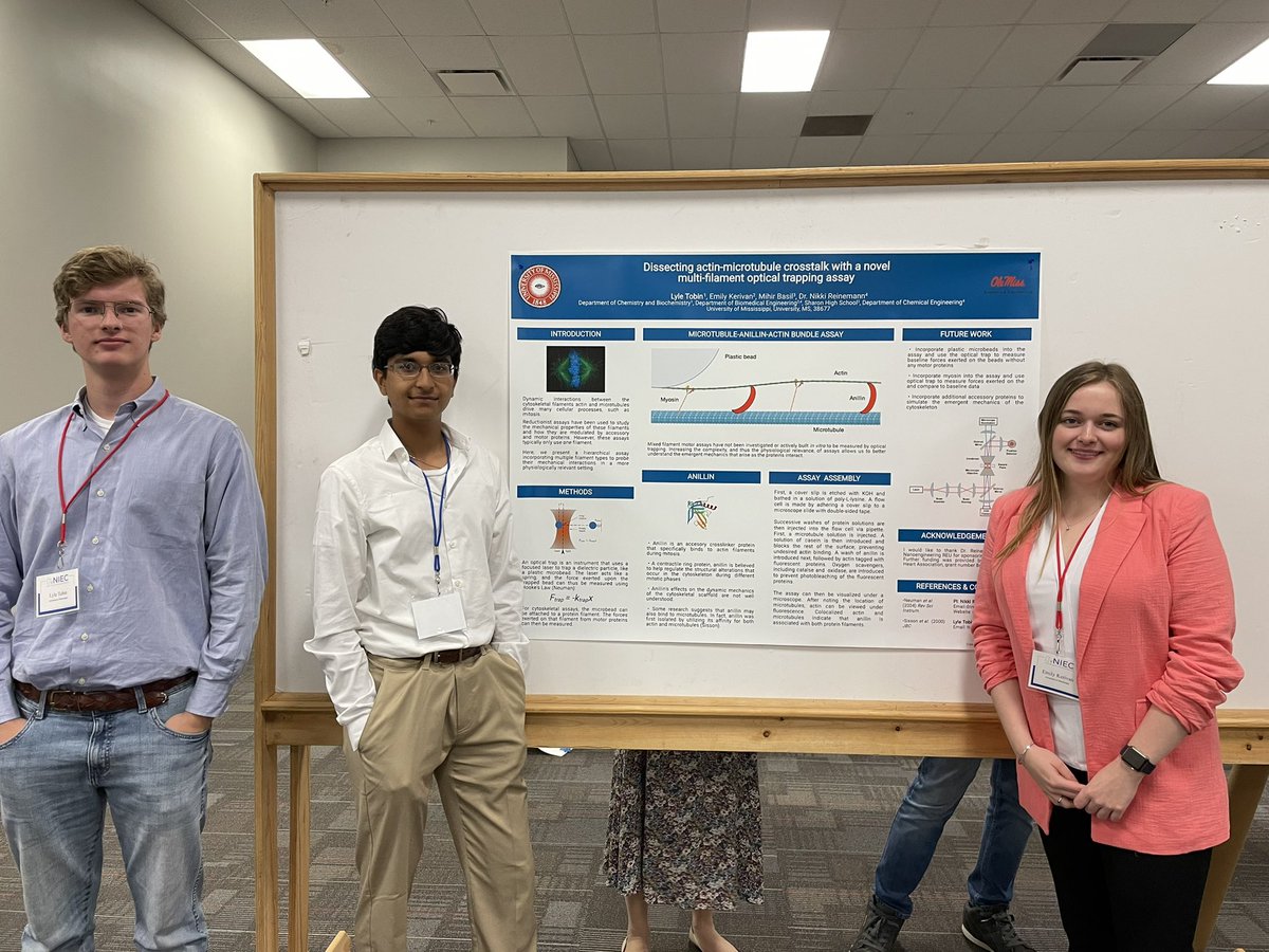 Nikki Reinemann (@olemiss_mbelab) on Twitter photo Thanks to the MS Nano-Bio and Immunoengineering Consortium #NIEC for hosting a great meeting! It also allows our #NanoREU students to experience a conference setting and present their work. Pictured: Reinemann lab members Lyle, Mihir, and Emily <a href="/UnivMSResearch/">Ole Miss Research</a> <a href="/olemissengineer/">Ole Miss Engineering</a> Thanks to the MS Nano-Bio and Immunoengineering Consortium #NIEC for hosting a great meeting! It also allows our #NanoREU students to experience a conference setting and present their work. Pictured: Reinemann lab members Lyle, Mihir, and Emily <a href="/UnivMSResearch/">Ole Miss Research</a> <a href="/olemissengineer/">Ole Miss Engineering</a>