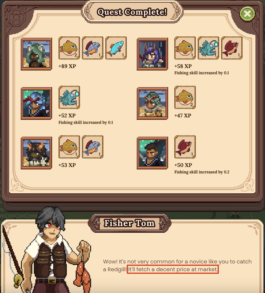 DFKnous's tweet photo. The new #Crystalvale item, #SpeckleTail, appears to be analogous to #Serendale's #Redgill -- less common than #Bloaters/#IceBloaters, but with a hint that likewise suggests selling the item for #DFKGold.
Don't dismiss the devs' clues!
$JEWEL #DFK #DefiKingdoms #GameFi #MMORPG https://t.co/NPg9Fe0IrU