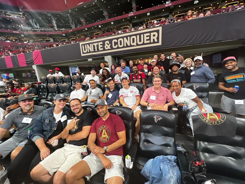 Wished for 2 wins in a row for #ATLUTD, but a tie will have to do! Here's to the start of a great year of experiences with <a href="/eoatl/">EO Atlanta</a>. Thank you to our Day Chair <a href="/AxisReplay/">AXR Edge, formerly Axis Replay</a> &amp; Learning Chairs, host <a href="/mcolejones/">M. Cole Jones</a>, and guests from <a href="/atlchamber/">Metro ATL Chamber</a>  
#AHerosJourney
<a href="/EntrepreneurOrg/">Entrepreneurs' Organization (EO)</a> 
<a href="/MBStadium/">Mercedes-Benz Stadium</a>