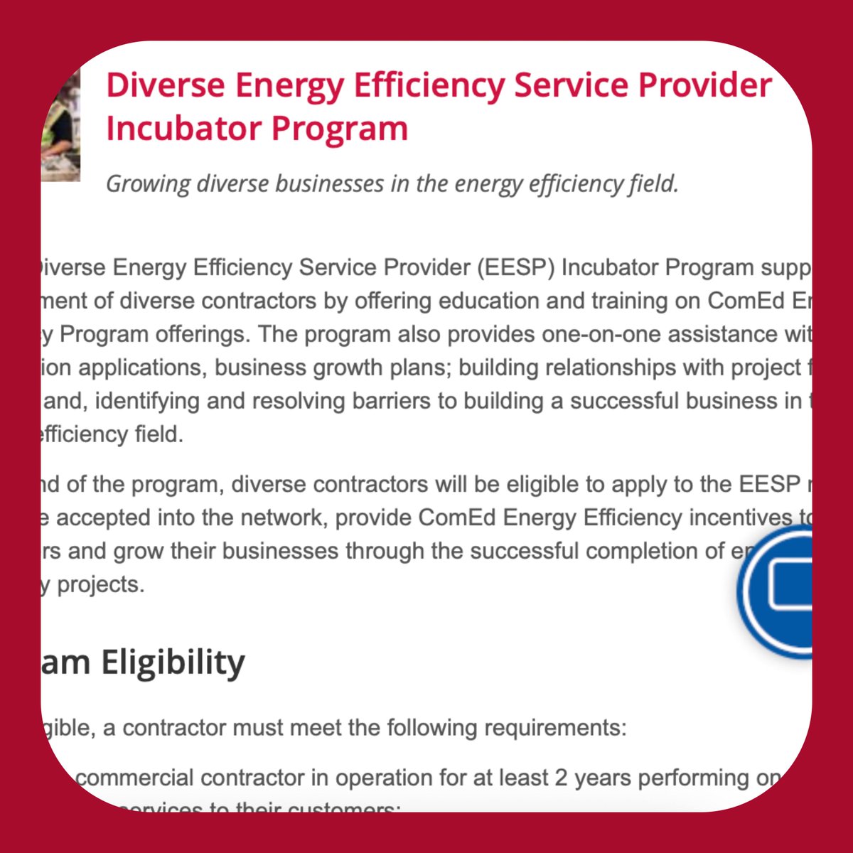 🎉Congrats to the 33 amazing graduates of @ComEd's Diverse #EnergyEfficiency Service Provider Incubator Program. Welcome to our #savetheplanet-thru-EE ecosystem. We're excited to have you on the team. Read more: businesswire.com/news/home/2022…