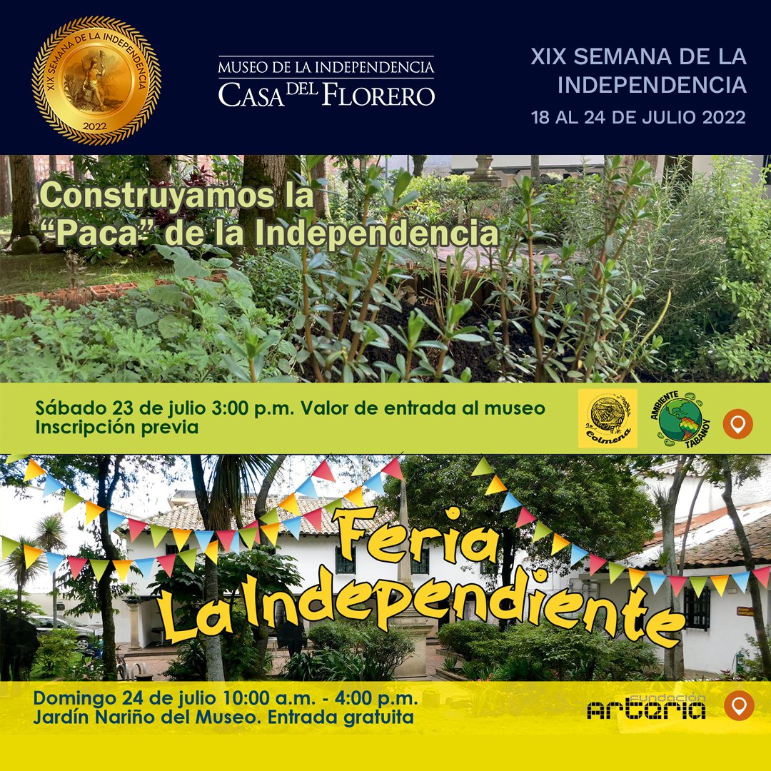 Mindependencia's tweet photo. ¡Prepárate para conmemorar los 212 años del grito de independencia y los 62 años del Museo de la Independencia Casa del Florero!

💥Acompáñanos en nuestras actividades del 18 al 24 de julio. 

👉Más información en nuestra página web.
https://t.co/QCyFhgx3fR

#PorLaIndependencia https://t.co/A5VeXPlol6