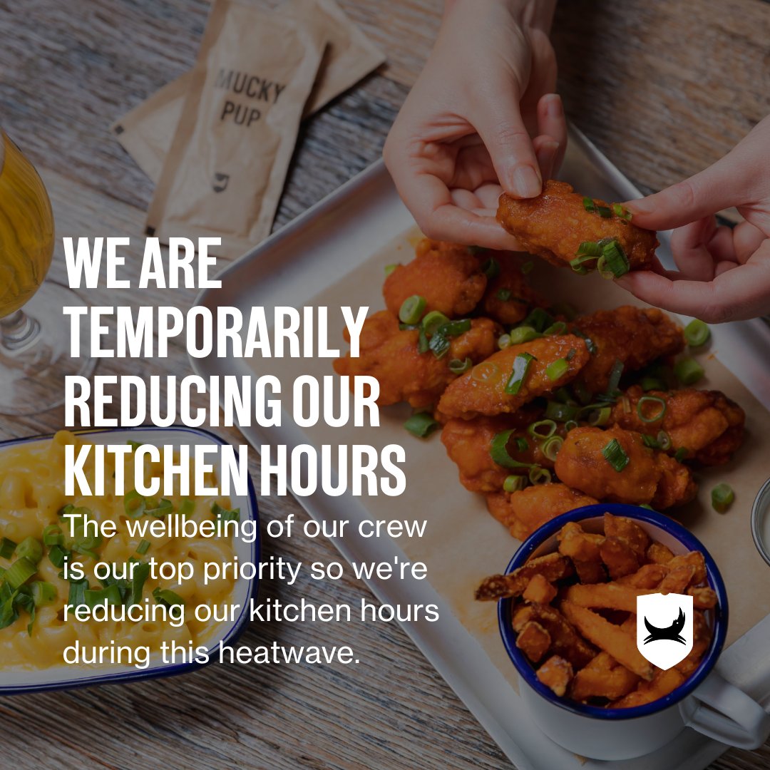 We are temporarily reducing our kitchen opening hours today and tomorrow.
Our kitchen will be open 12:00 - 15:00 &amp; 17:00 - 20:30 during the evening

Apologies for any inconveniences cause