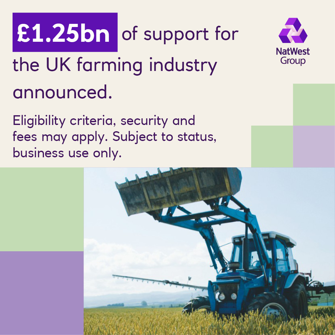 NatWestGroup's tweet photo. To support #UKFarmers we recently announced a package of measures for farmers facing inflation challenges. 

Read more below 🚜 🔽