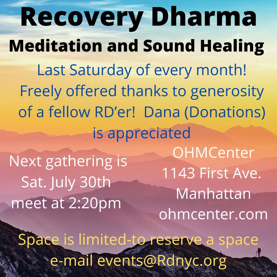 _rdnyc's tweet photo. Please join us for a monthly Meditation and Sound Healing event, the last Sat of every month, 2pm @ OHMCenter, 1143 First Ave, Manhattan. 

Next gathering is Sat, June 25, 2:20pm.

Space is limited! To reserve a space, email events@rdnyc.org https://t.co/VFjPe6UvJr