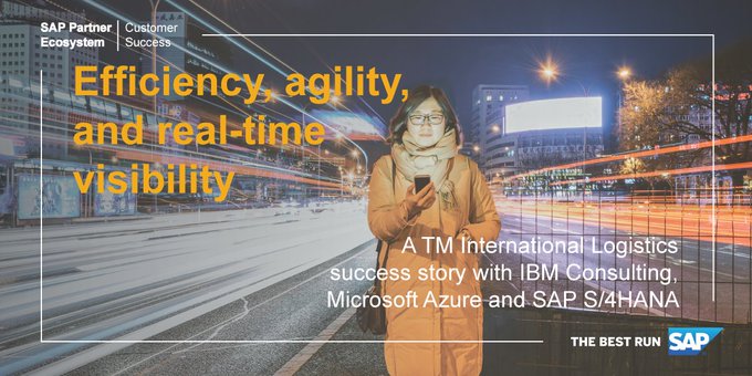 ShannonPlatz's tweet photo. In this #SAPPartnerSuccess story, TM International Logistics achieved true transformation with help from @IBM and @SAP. Such a great resource to see SAP #S4HANA in action!

Learn more: https://t.co/HZllO5dA1D

#IBM #SAP #IntelligentEnterprise #Innovation #cloud https://t.co/pBFjXm56eE