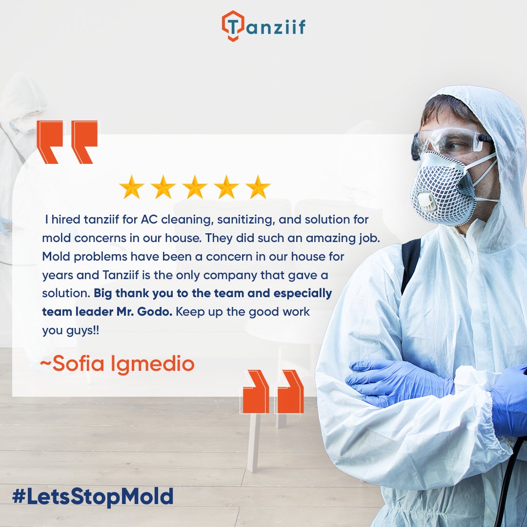 TanziifAE's tweet photo. Mold if not treated over time can wreak havoc on your health! And, we at Tanziif, are always on the lookout for giving quality services to our clients to #BreatheFreshFeelFresh. 

Thank you, Sofia, for this wonderful review. (1/2) https://t.co/2xYfe8WOV0