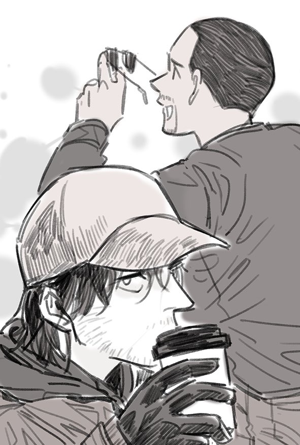 MASOIDEA's tweet image. MEET-UGLY in coffee shop #buckysam #winterfalcon #冬獵 #sambuckyauweek2022 @sambuckyauweek