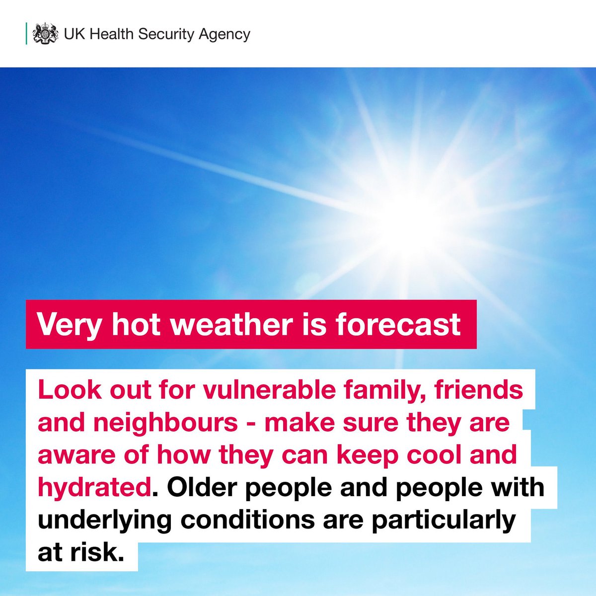 🌞Thanks to all staff, volunteers and carers working across #NHS,  #SocialCare and #VCSE organisations today. We know it’s busy and hot! For the public, please look after yourself and your communities, and use NHS 111 online first if you need help that’s not an emergency. 🌞
