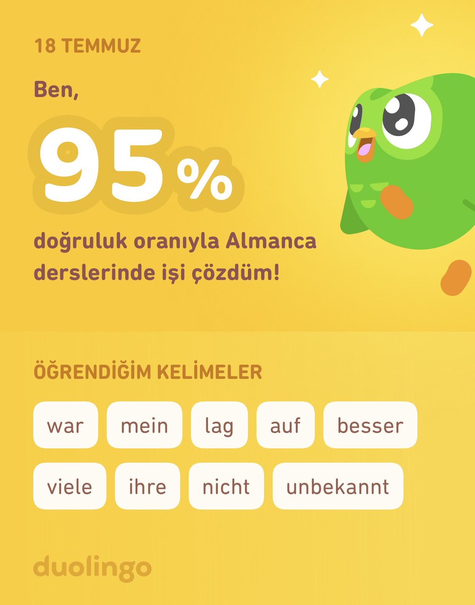 Duolingo'da Almanca öğreniyorum! Duolingo hem etkili hem eğlenceli hem de ücretsiz.