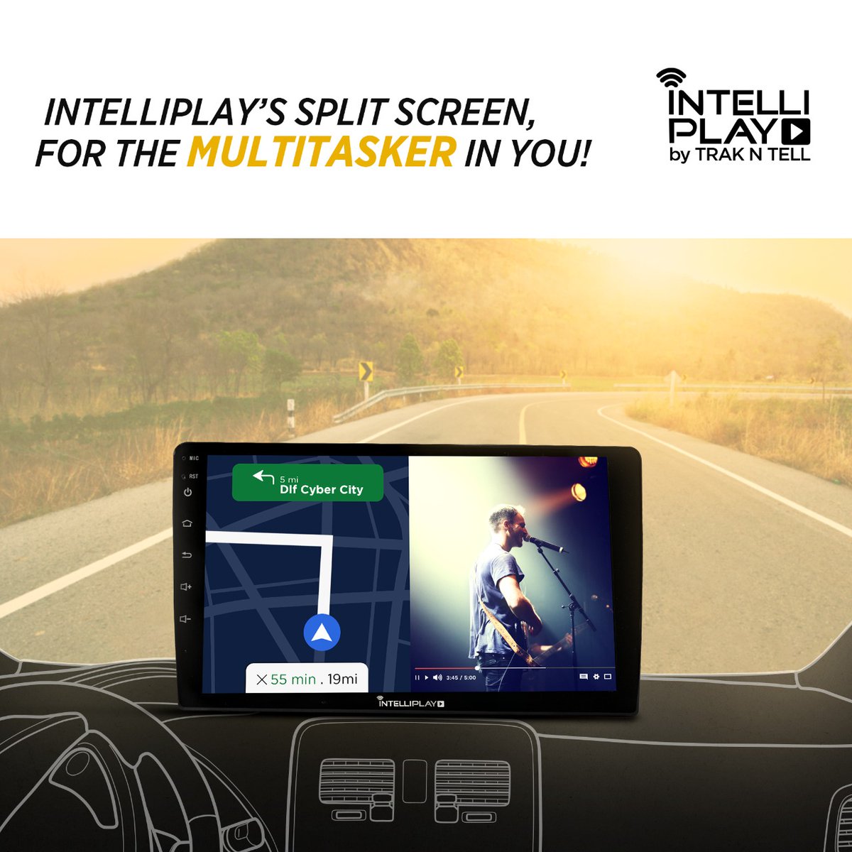 TrakNTell's tweet photo. Multiscreen for a multitasker in you! Drive ahead to your desired destination with the world full of entertainment in one go. Tune in Intelliplay!
#IntelliPlay #AndroidCarStereo #AlexaEnabled #VehicleTracker #Security #CarTracker #ConnectedCar #SplitScreen #TrakNTell https://t.co/mwZ88EvCgu