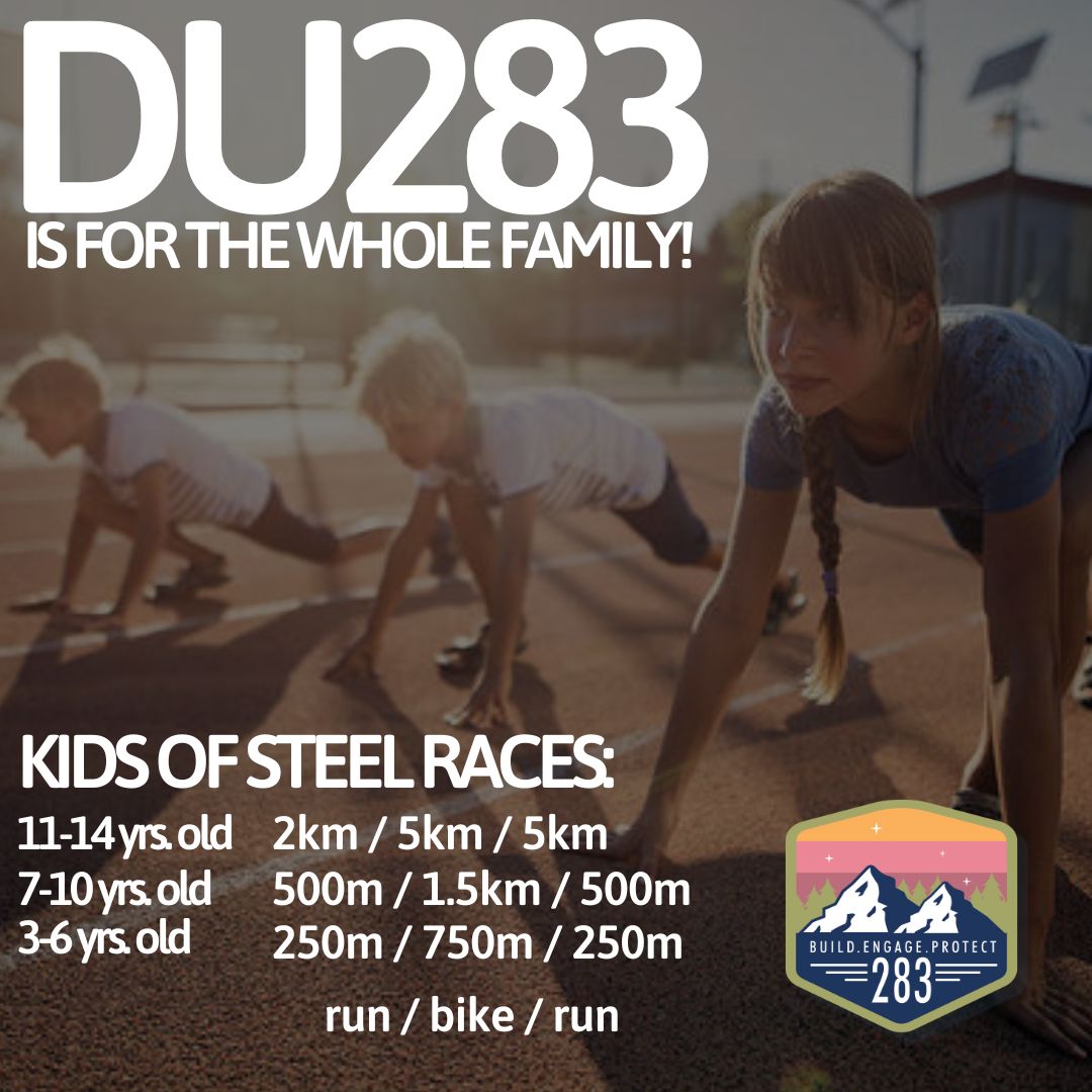 Du283SSM's tweet photo. DU283 is for the whole family! Sign up for the Kids of Steel Events for ages 3-14. These races will take place after our main events at 12 PM. Visit https://t.co/cPFV29v7jW for more information &amp; to register 

#RunBikeRun #MentalHealthAwareness #Duathlon #FamilyEvent #KidsOfSteel https://t.co/bT4f1rSTLP