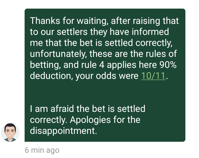AdamAdamoc37's tweet photo. @paddypower @AskPaddyPower I didn't realise it was 1st of April today.

Can you please look at this again as you have settled the bet incorrectly a 5/2 horse being withdrawn doesn't lead to a 90p rule 4 https://t.co/BiVgd2DSCs