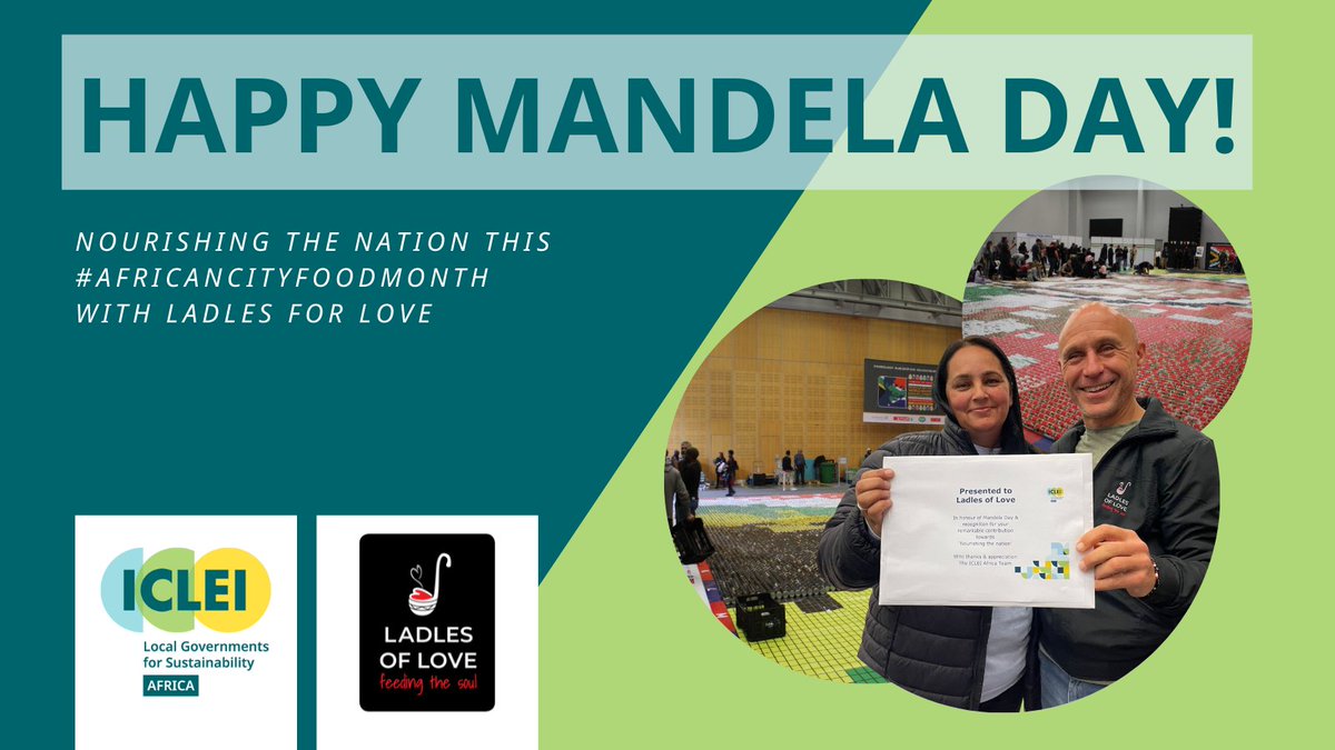ICLEIAfrica's tweet photo. Aligning our focus on #foodsystems this month with #MandelaDay2022, ICLEI Africa joined forces with @LadlesofLove today to help them break the #WorldRecord for the largest food can mosaicπ₯« "Take action & inspire change" #AlleviateHunger #AfricanCITYFOODmonth https://t.co/v7wVj2Xx5z