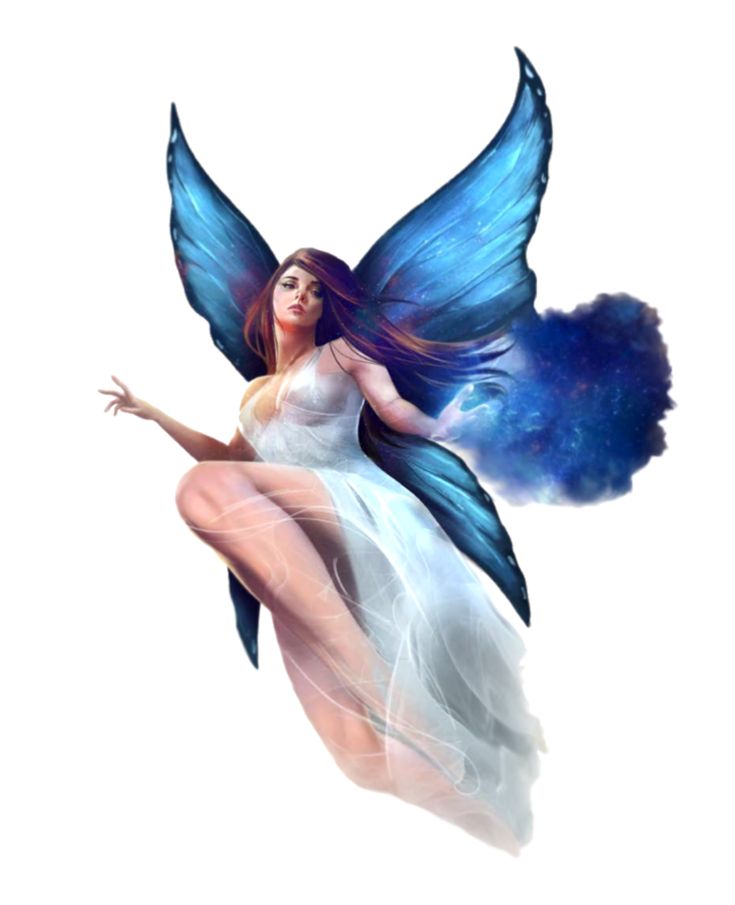 Diosa desna con alas de mariposa y una nube de masa espacial 