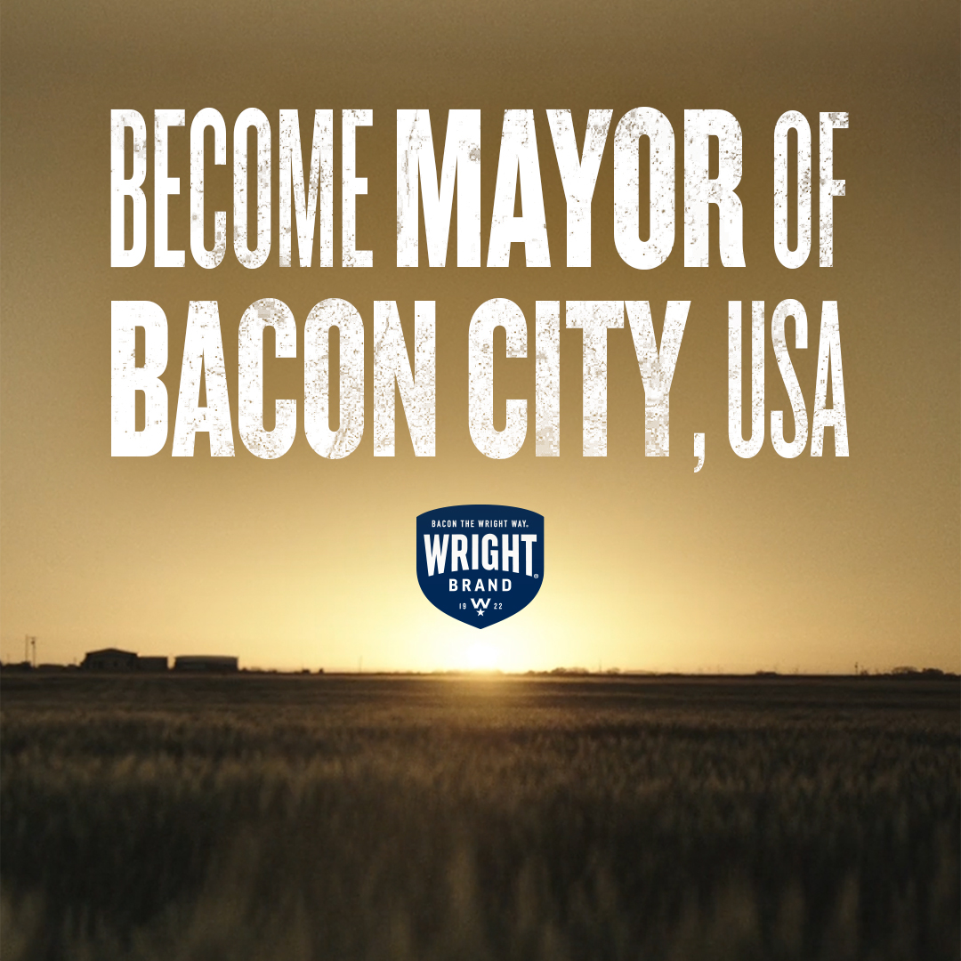 Time to bring home the bacon! Become Mayor of Bacon City, USA- Wright Brand’s 100 year celebration in Vernon, TX (aka Bacon City)- and get bacon for life! To enter, submit a 1-min. video explaining why you deserve to be the Mayor of Bacon City, USA🥓 tinyurl.com/4btbamz6