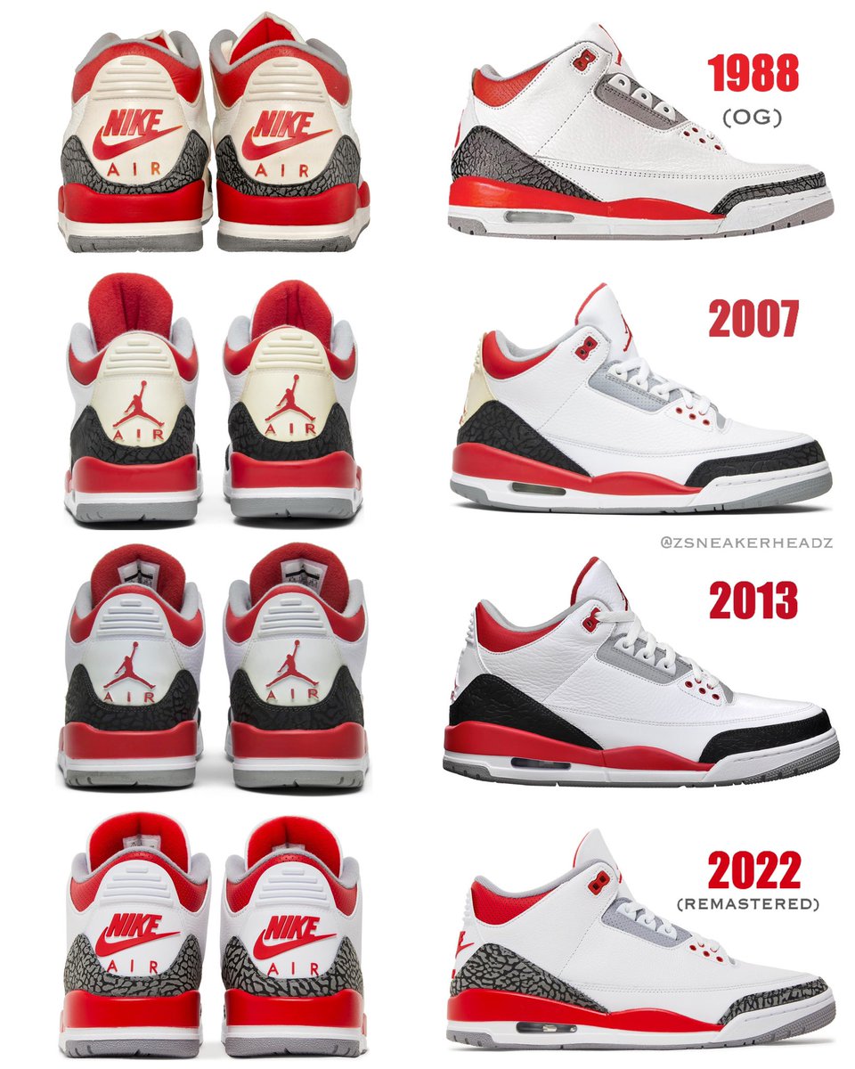 zSneakerHeadz on Twitter: "1988 2007 vs 2013 vs 2022 (Remastered) Air Jordan #FireRed 🔥🔥🔥🔥🔥🔥 https://t.co/lq6KQ3YfVD" / Twitter