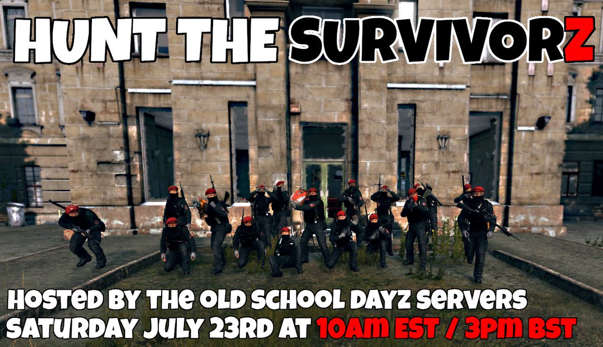 Coming THIS SATURDAY!

The Second SurvivorZ Stream Snipe Event

Hunt down your favorite Streamers on the Classic Chernarus Map!

Hosted by <a href="/ItsCueps/">Uncuepa</a> and the <a href="/OSDServer/">Old School DayZ</a>