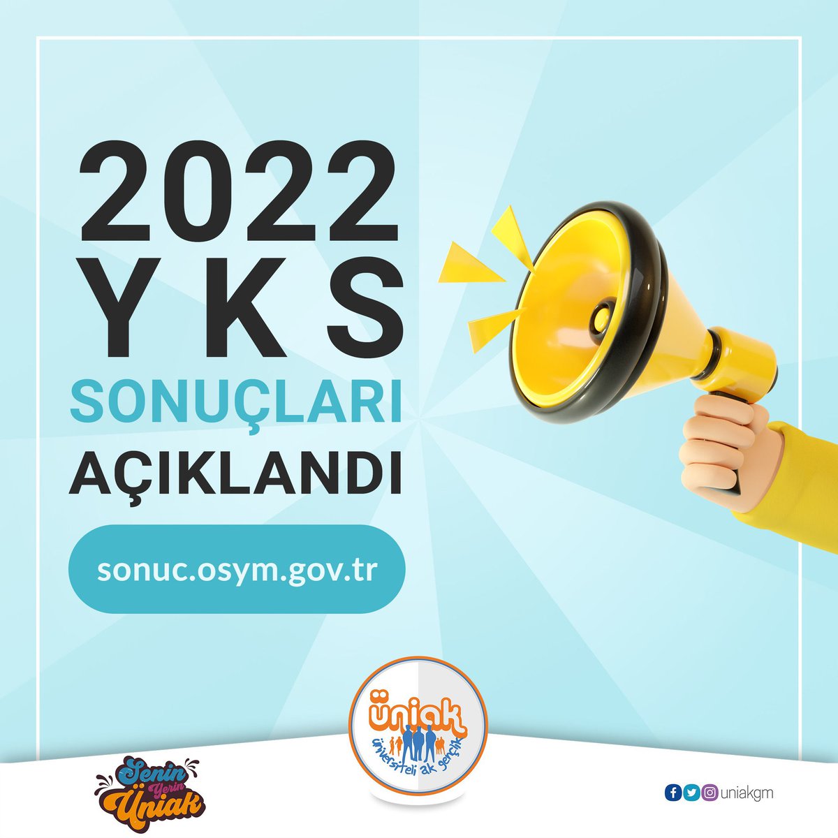 uniakigdir's tweet photo. 📢2022 Yükseköğretim Kurumları Sınavı (2022-YKS) Sonuçları Açıklandı😎🥳🎉

Tercihler tercihler 27 Temmuz 2022 - 5 Ağustos tarihleri arasında yapılacak🖥🖱
#ösym #YKS2022 https://t.co/V6fP33Ncts