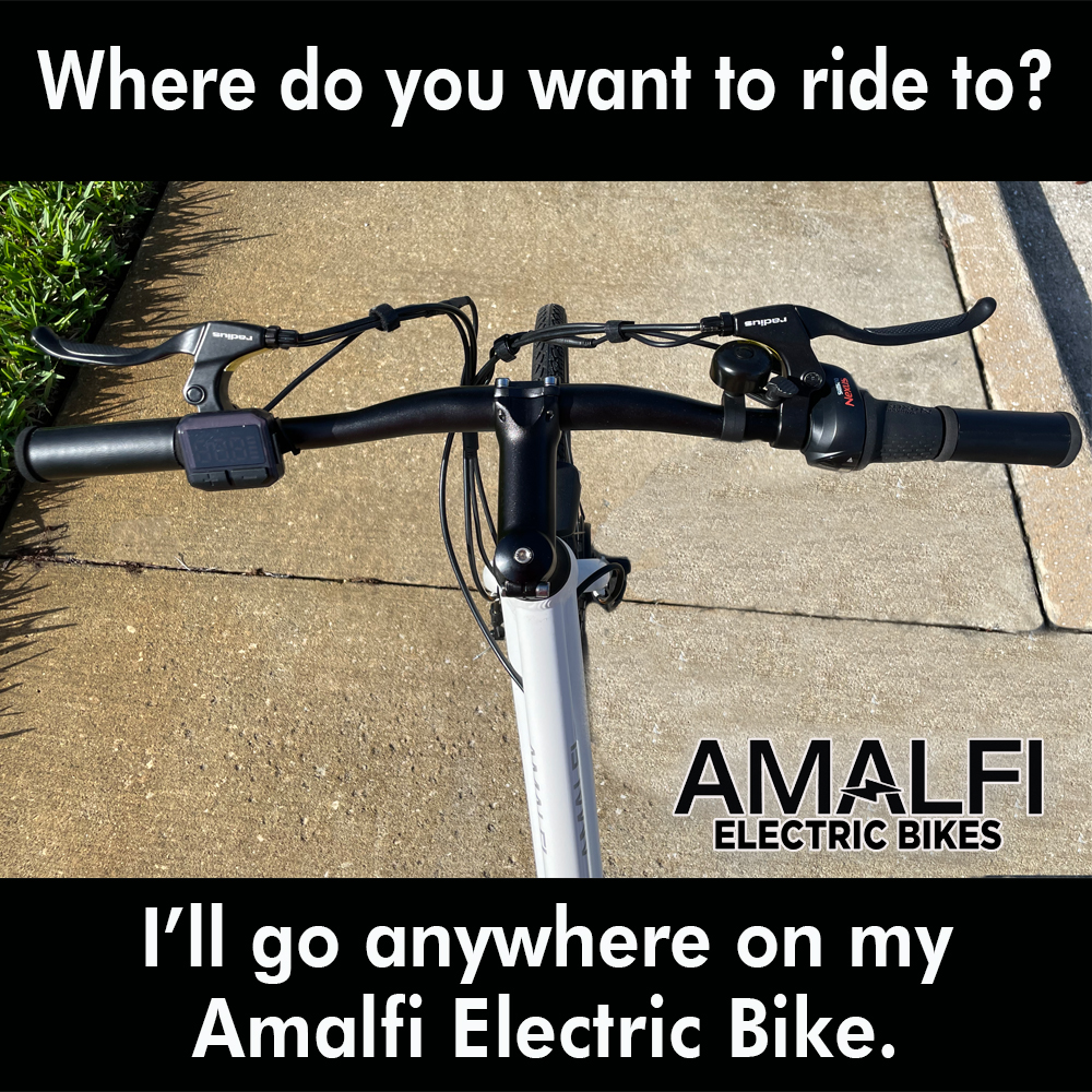 I woke up today and realized I could go in any direction. Same is true with my Amalfi Electric Bike. I can go left and take a nice ride over the bridge, or I can go right and take a cruise in the city. Head over to AmalfiBikes.com and check out all Amalfi has to offer.