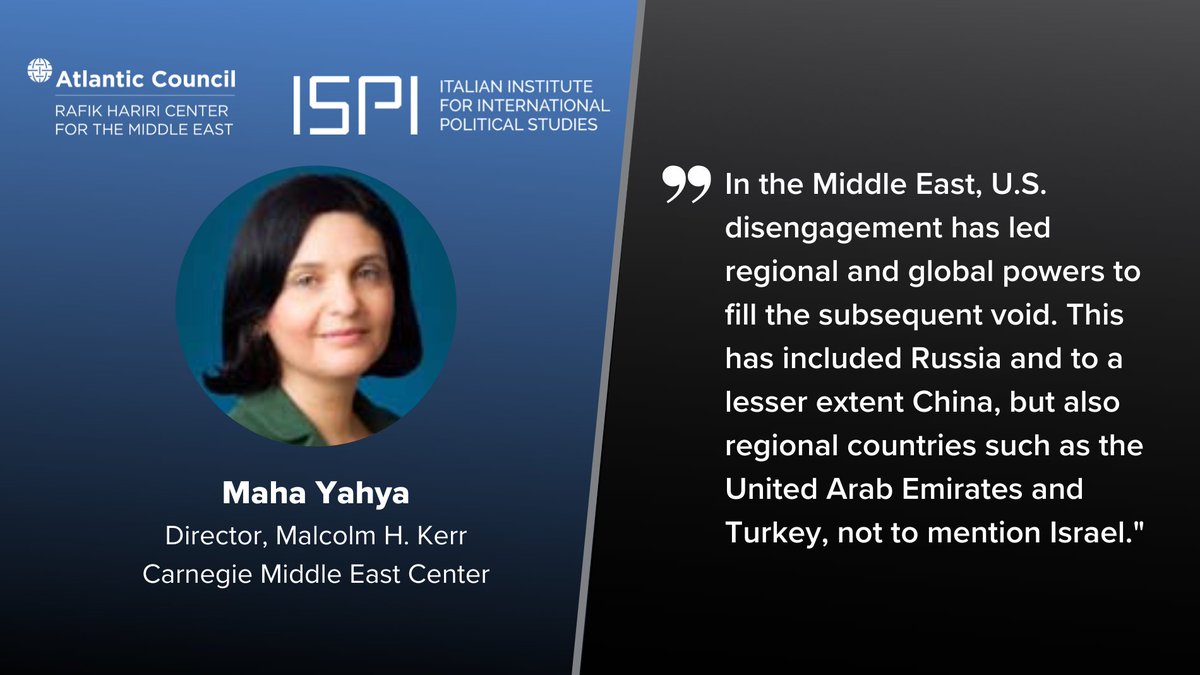 Amid a perceived US disengagement from the MENA, Russia and China are attempting to fill the subsequent void. @mahamyahya analyzes emerging regional hegemons and their impact on stability and security. Read her analysis for @ispionline bit.ly/3z0dvYn