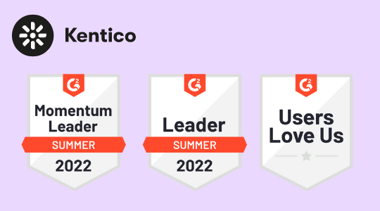 We‘re so proud! We received several new badges from <a href="/G2dotcom/">G2</a> in the latest Grid® Report for #DXP ✨It’s a great honor because G2 #reports are based on authentic user #reviews. Find out more on how Kentico ranks against other solutions on G2 👉 bit.ly/3o9b8fu