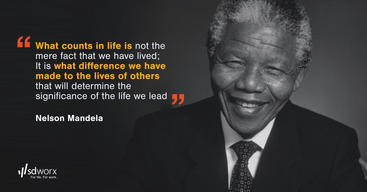 SDWorxGermany's tweet photo. Happy #NelsonMandelaDay. Wir glauben, dass unser Ziel mehr ist als das Anbieten innovativer #HR- und #Payroll-Lösungen. Es geht auch um unseren Einfluss auf andere und den Wandel, den wir beim Aufbau einer besseren Arbeitswelt schaffen. ✨ 

#sdworx #forlifeforwork https://t.co/0SORLQUCeq