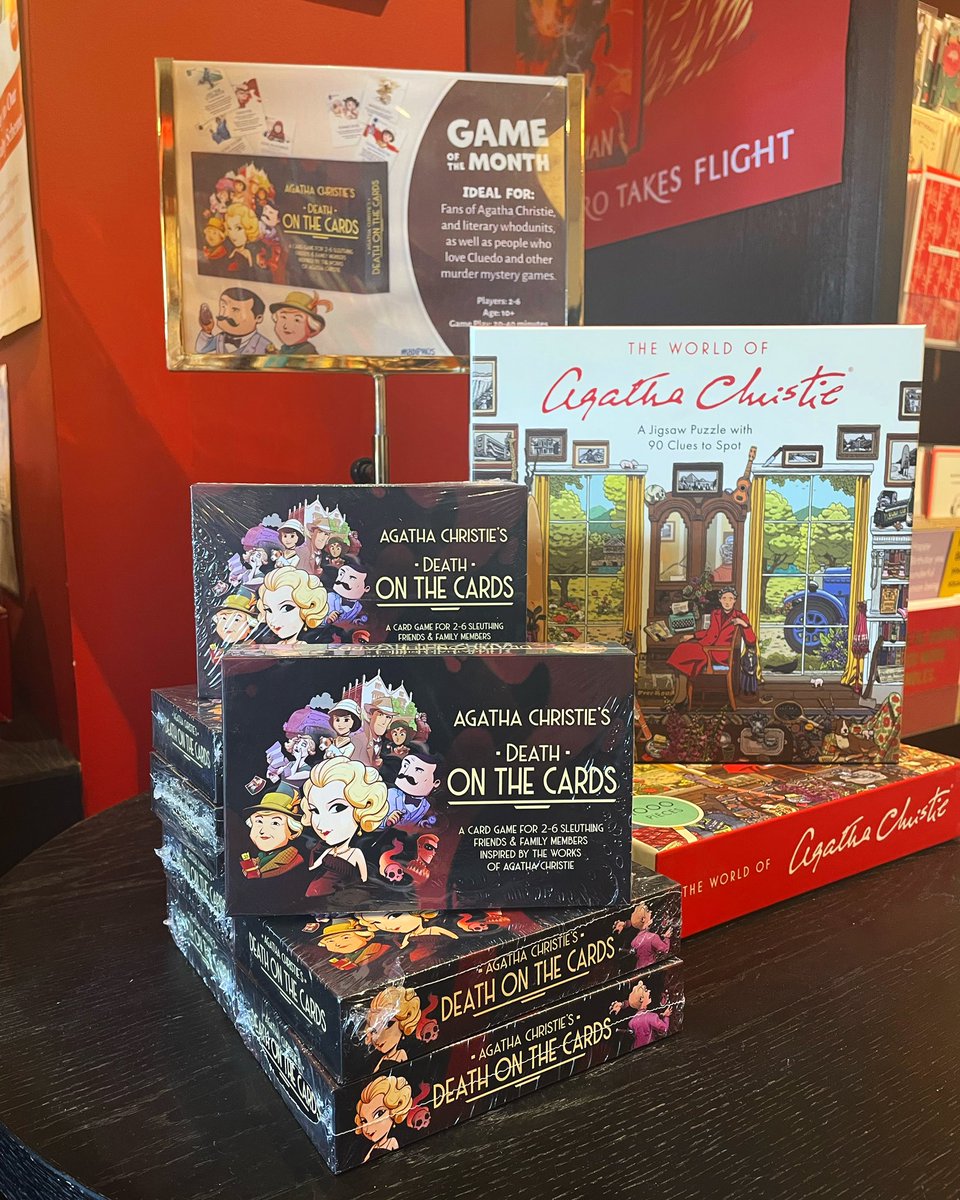 Say hello to GAME OF THE MONTH! The perfect opportunity to find the latest game to please friends and family no matter the weather or occasion.  

July sees the celebration of AGATHA CHRISTIE’S DEATH ON THE CARDS. A great whodunit for fans of Cluedo and murder mystery games.