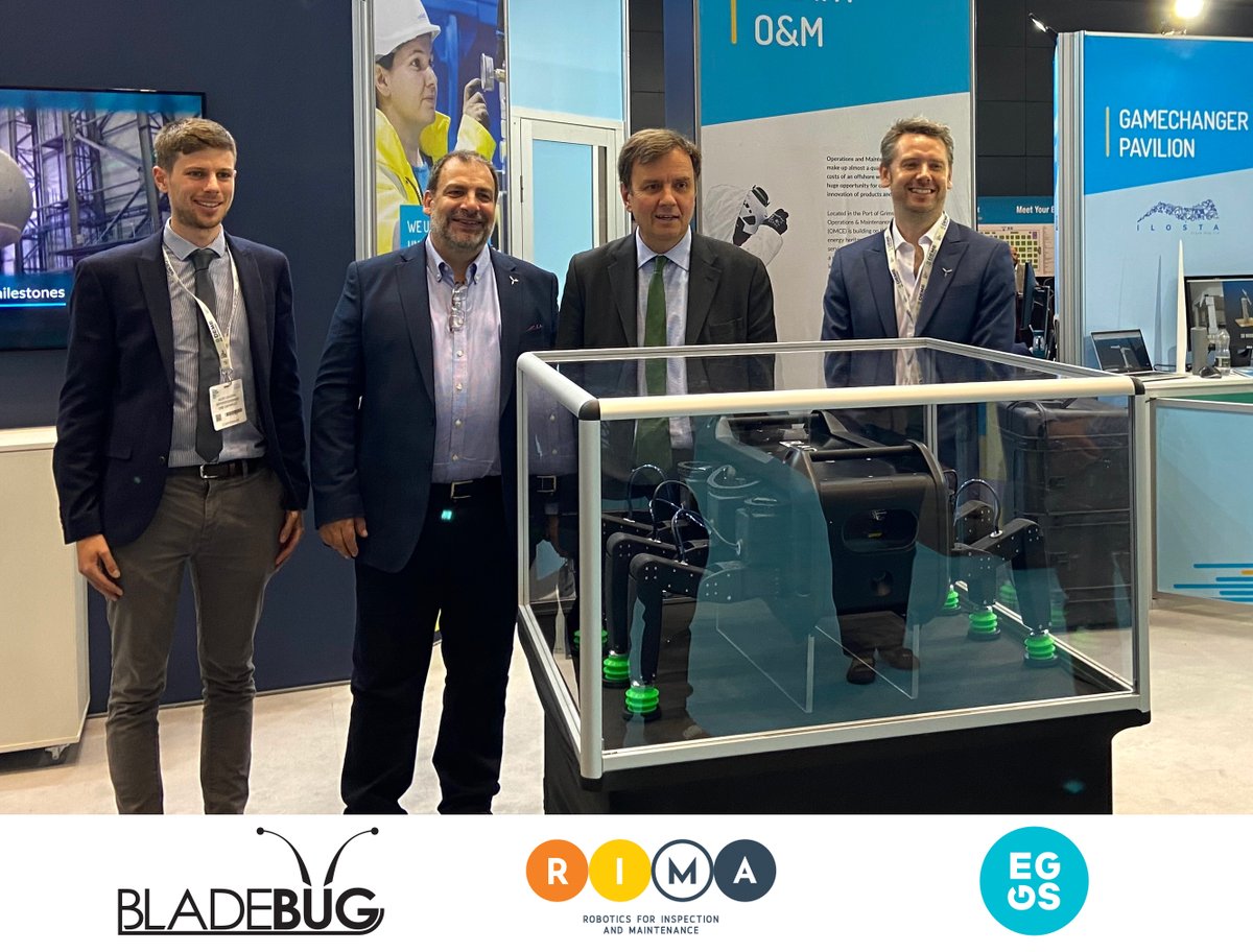 It was great to introduce Minister for Energy @GregHands to our latest BladeBUG at #GlobalOffshoreWind. Thanks to EGGS and RIMA’s support, and our innovative technicians, BladeBUG is developing new turbine inspection solutions to help guide the industry to Net Zero by 2050.