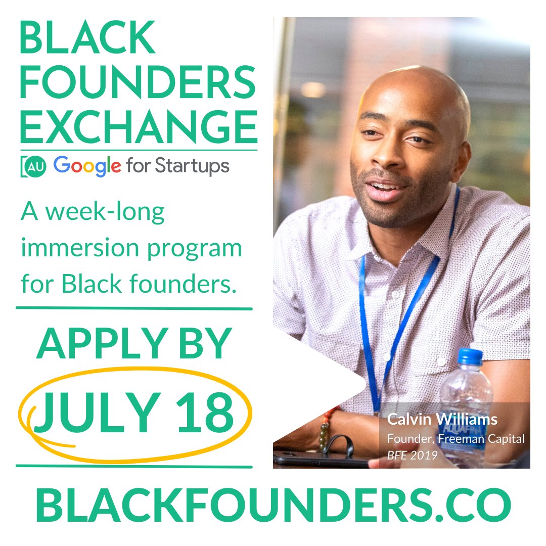 LAST CALL: Applications for the 7th Annual Black Founders Exchange close TODAY, 7/18! Get the tools you need to successfully build your startup and your network - apply at blackfounders.co