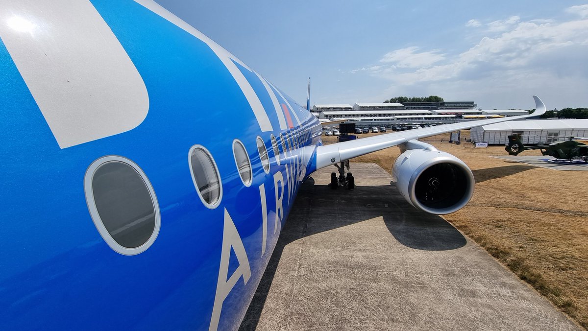 ITA Airways' fifth Airbus A350 is on static display at Farnborough Airshow. #FIA2022 #avgeek