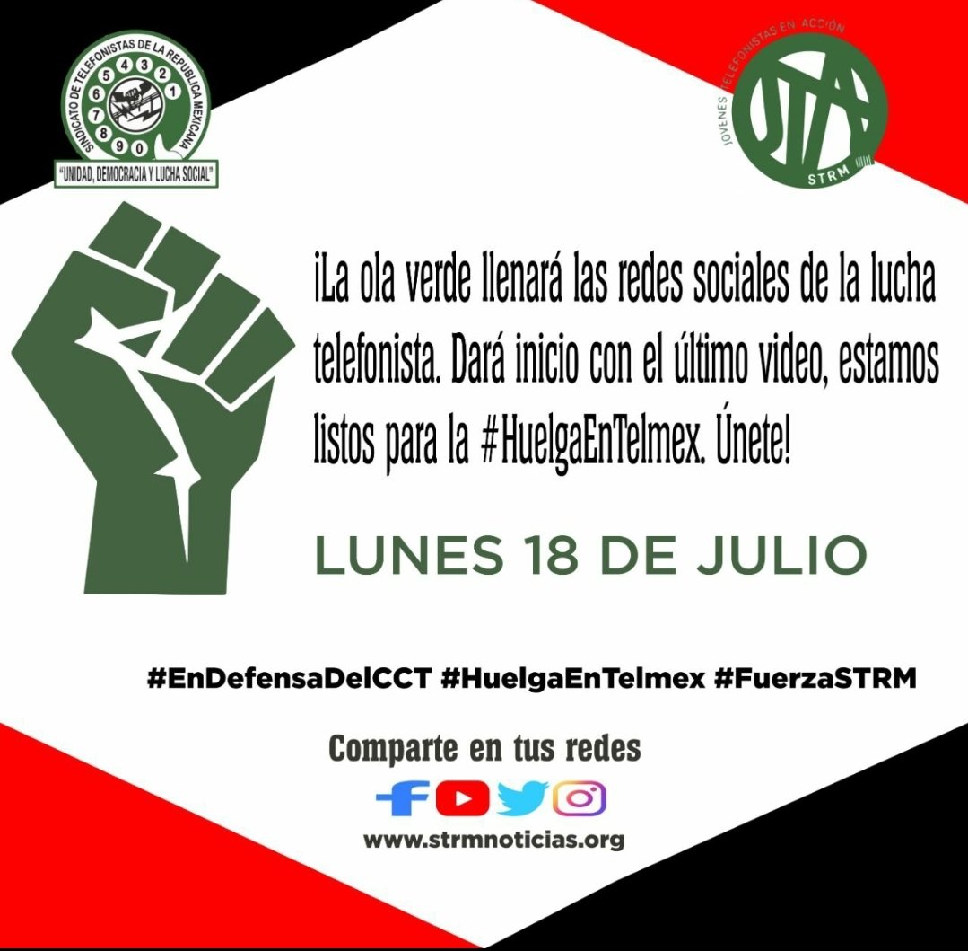 CcMchio's tweet photo. #HuelgaEnTelmex #EnDefensaDelCCT
#FuerzaSTRM #OrgullosamenteTelefonista #PorAmorAMéxico https://t.co/xP2MjHFDP1